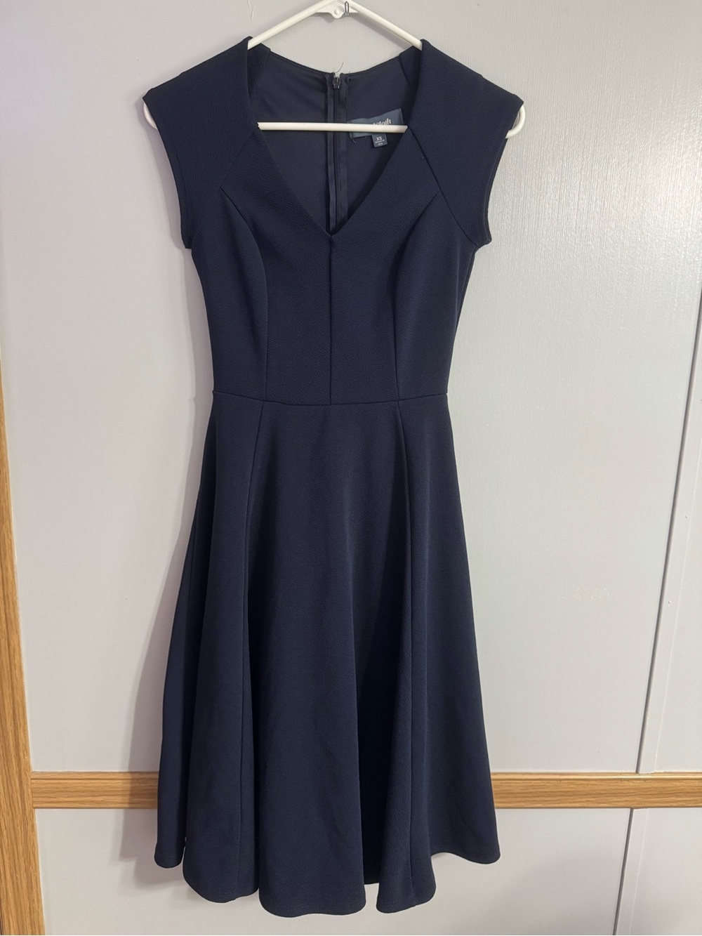 Modcloth Navy Cap-Sleeve Fit-and-Flare Midi Casual Dress Size XS